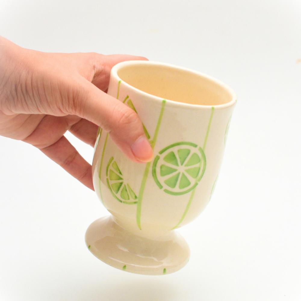 Ceramic Goblet - Striped Lemons
