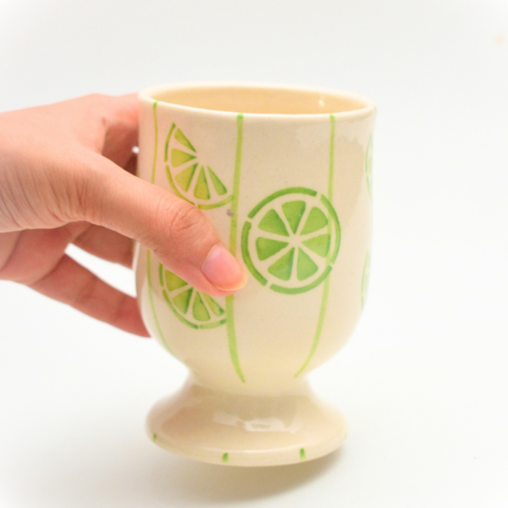 Ceramic Goblet - Striped Lemons