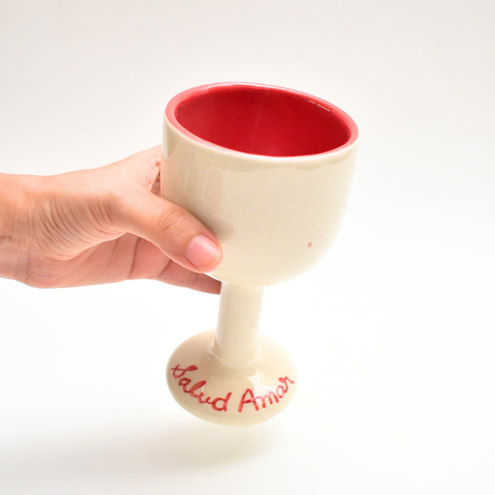 Ceramic Wine Glass - Salud Amor