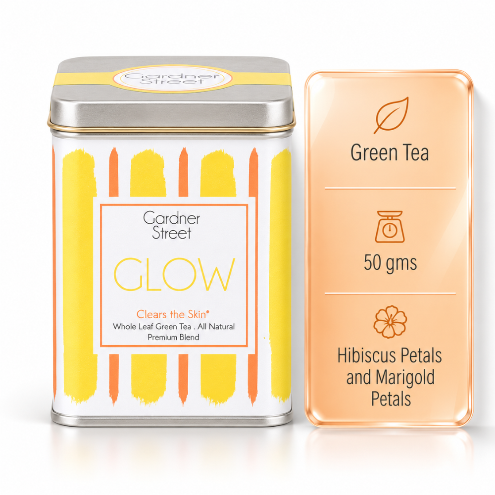 Yellow check mug and Glow Tea Gift Set