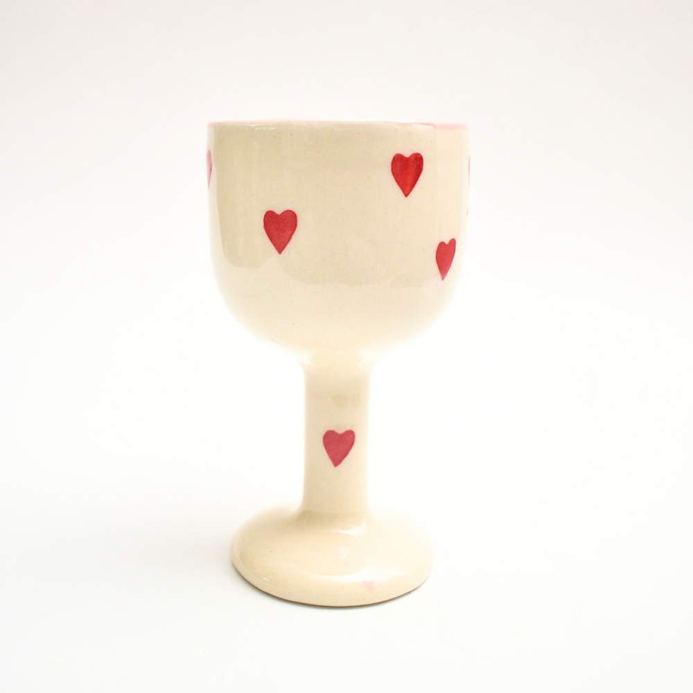 Ceramic Wine Glass - Pink Heart