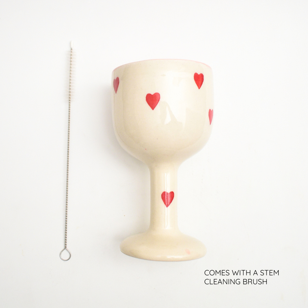 Ceramic Wine Glass - Pink Heart