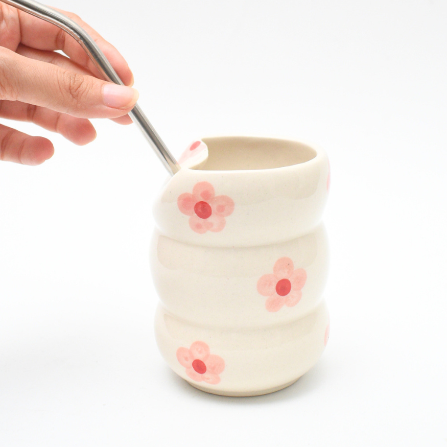 Sip Bubble Tumbler With Straw - Pink flower