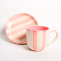 Ceramic Cup & Coaster Set - Pink Stripe