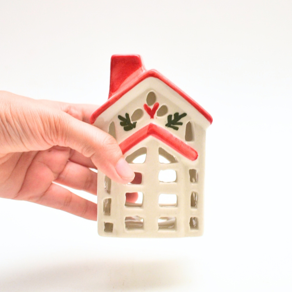 Ceramic Tealight\Dhoop light holder  - Christmas House