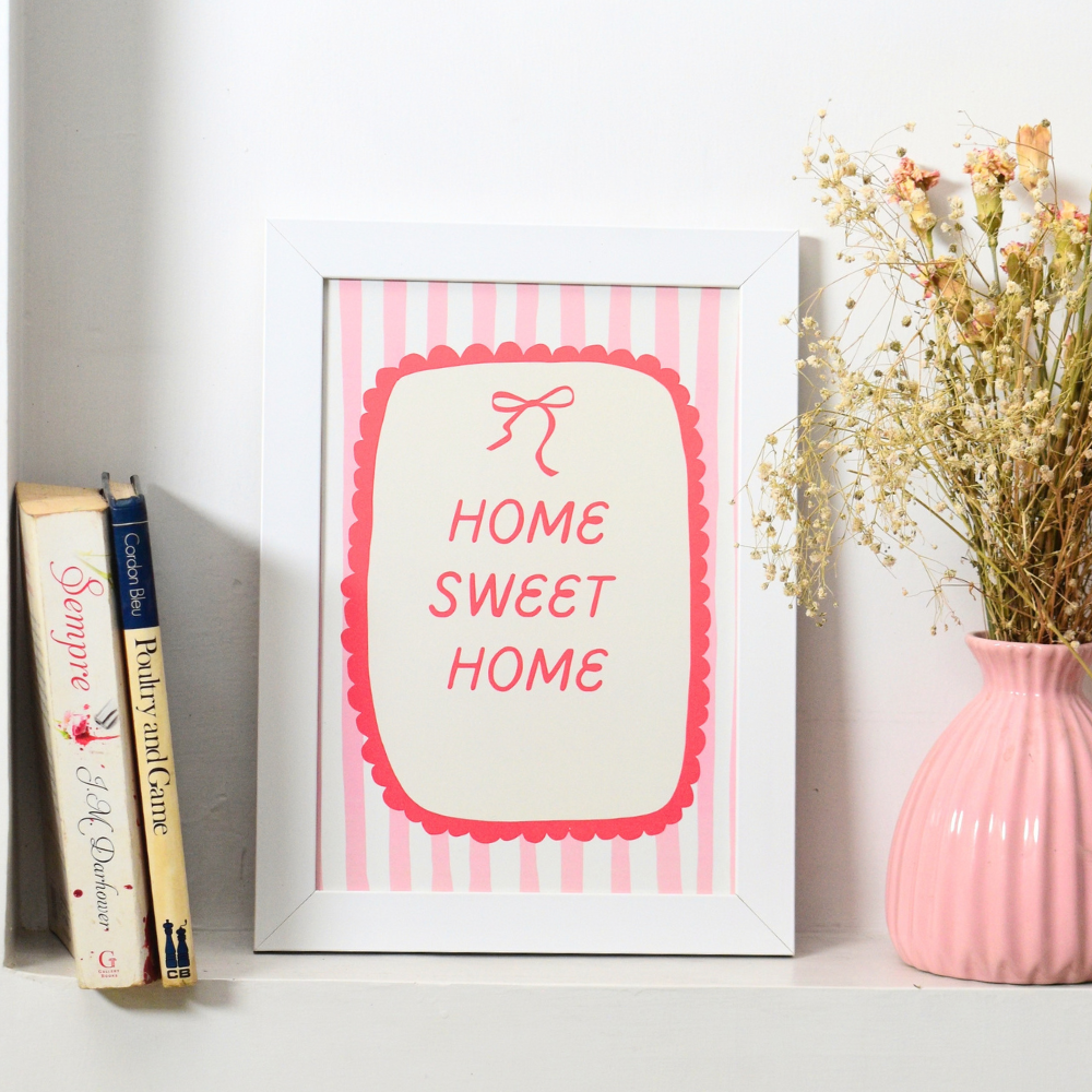 Wall Art Poster - Home Sweet Home (Pink)