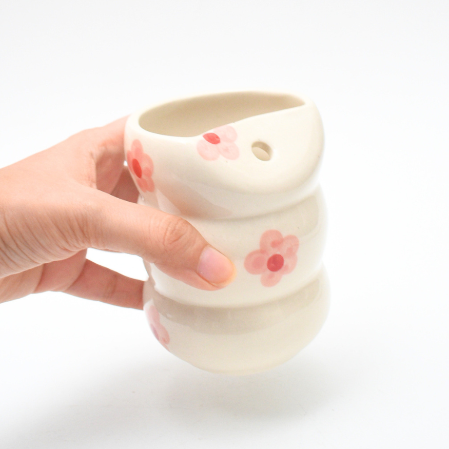 Sip Bubble Tumbler With Straw - Pink flower