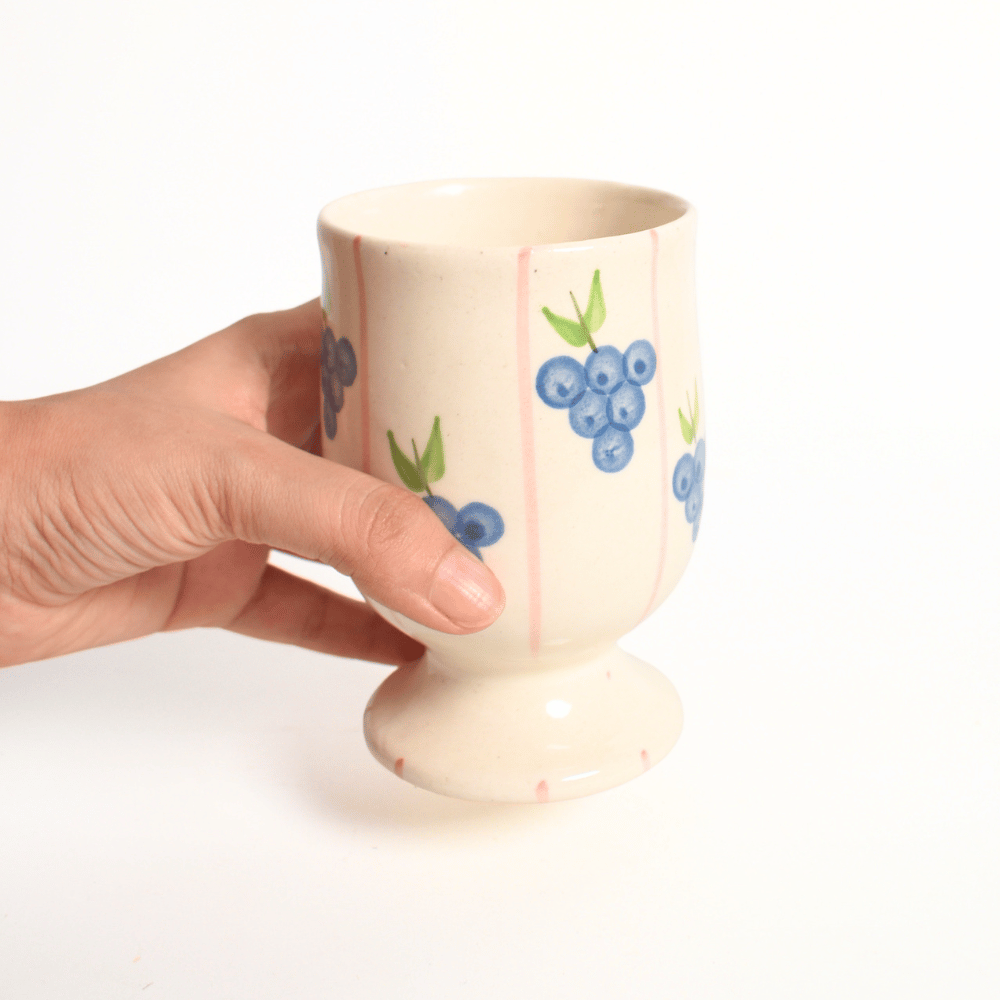 Ceramic Goblet - Striped Grapes