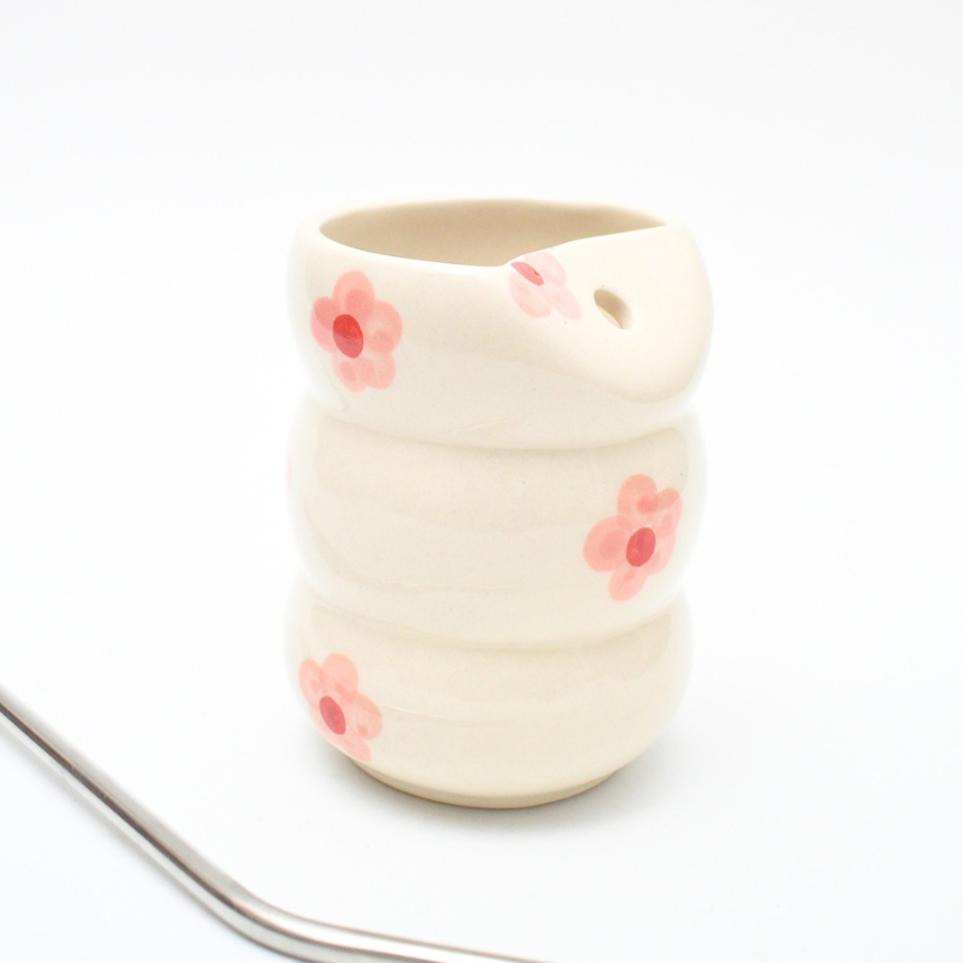 Sip Bubble Tumbler With Straw - Pink flower