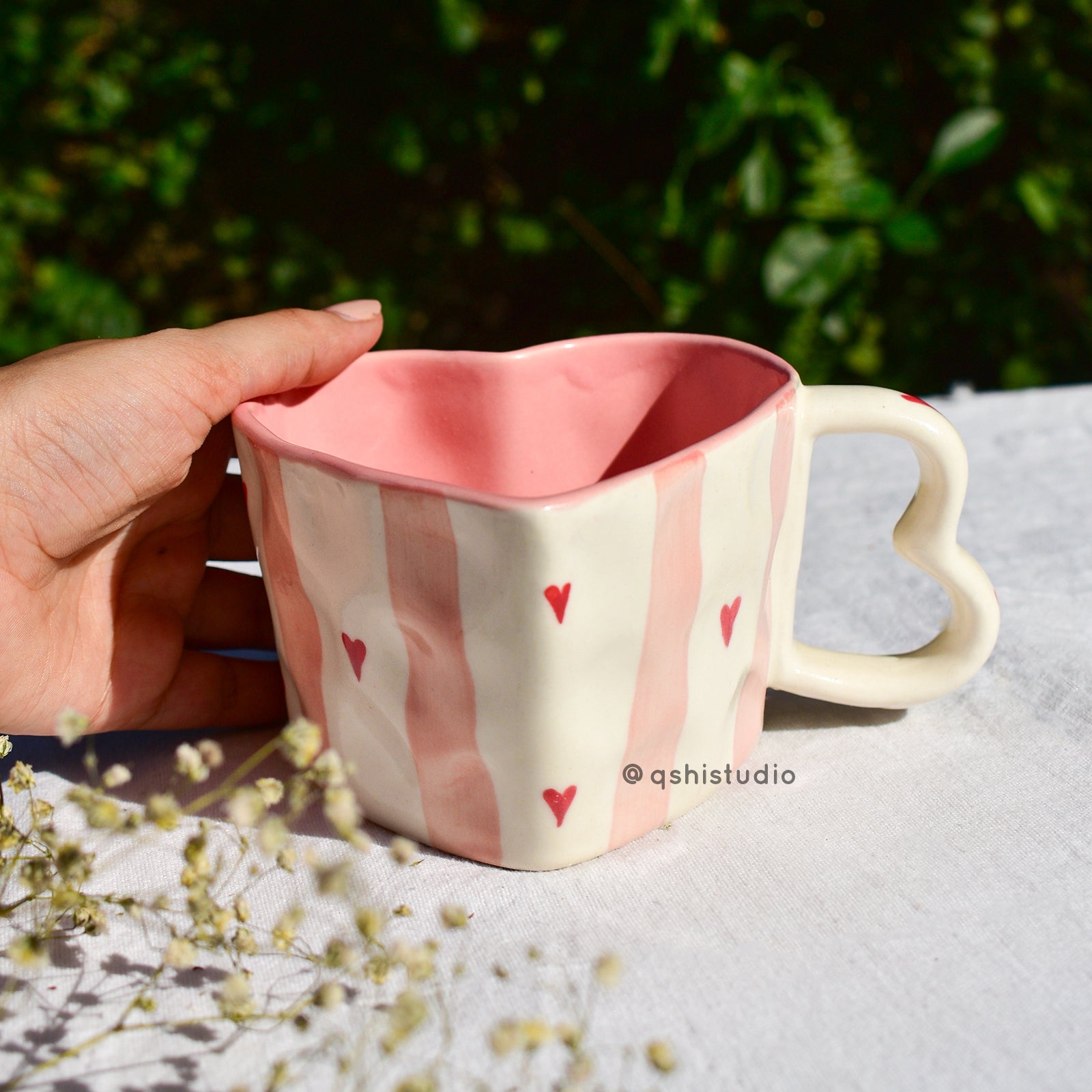 Ceramic Pinterest Mug - Pink Shaped Stripe Mug
