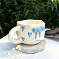 Ceramic Coffee Mug - Blue Heart Bow