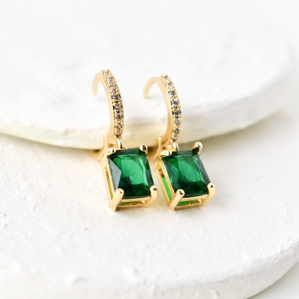 aurelia huggies emerald earrings for women