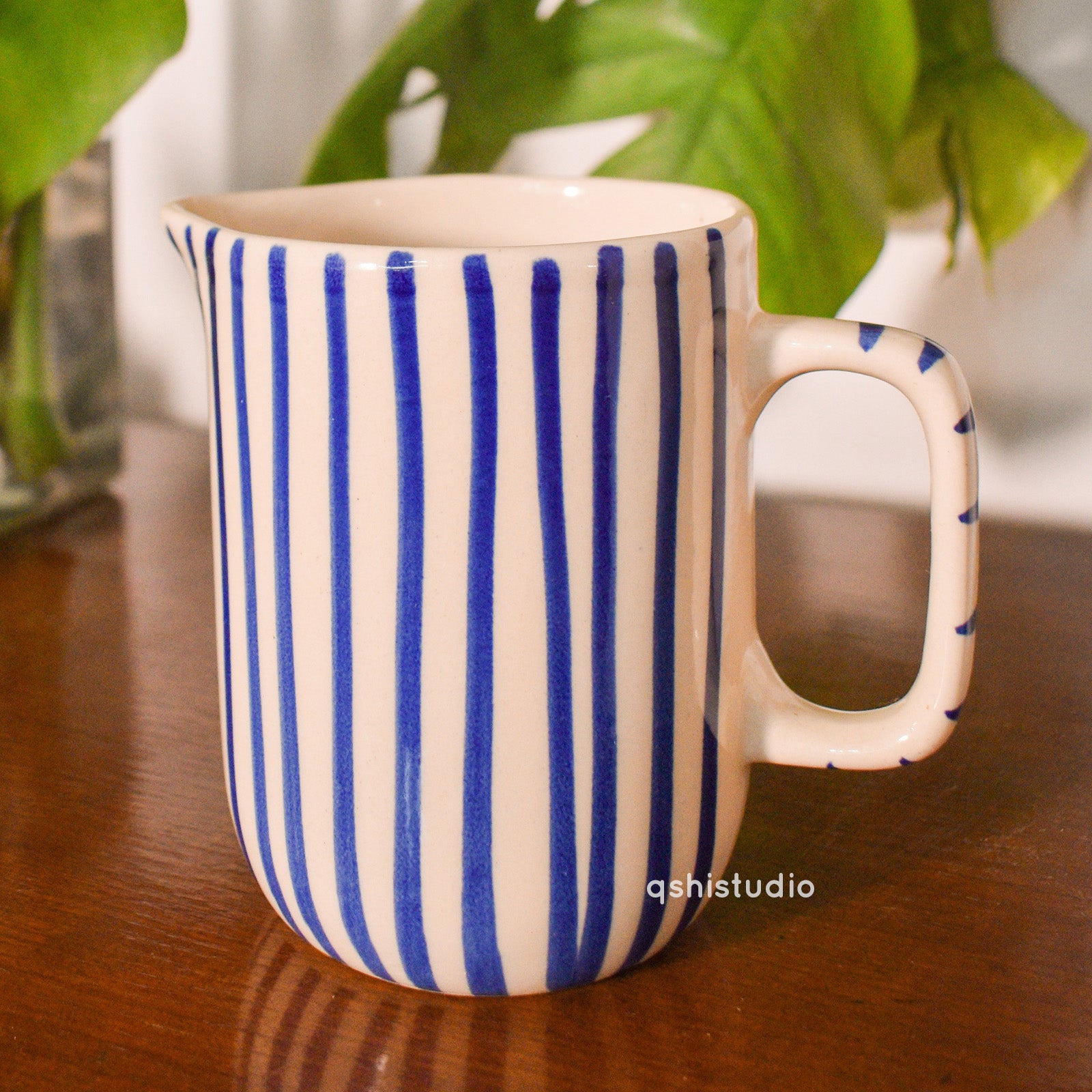 Ceramic Pitcher Jug - Blue Stripe