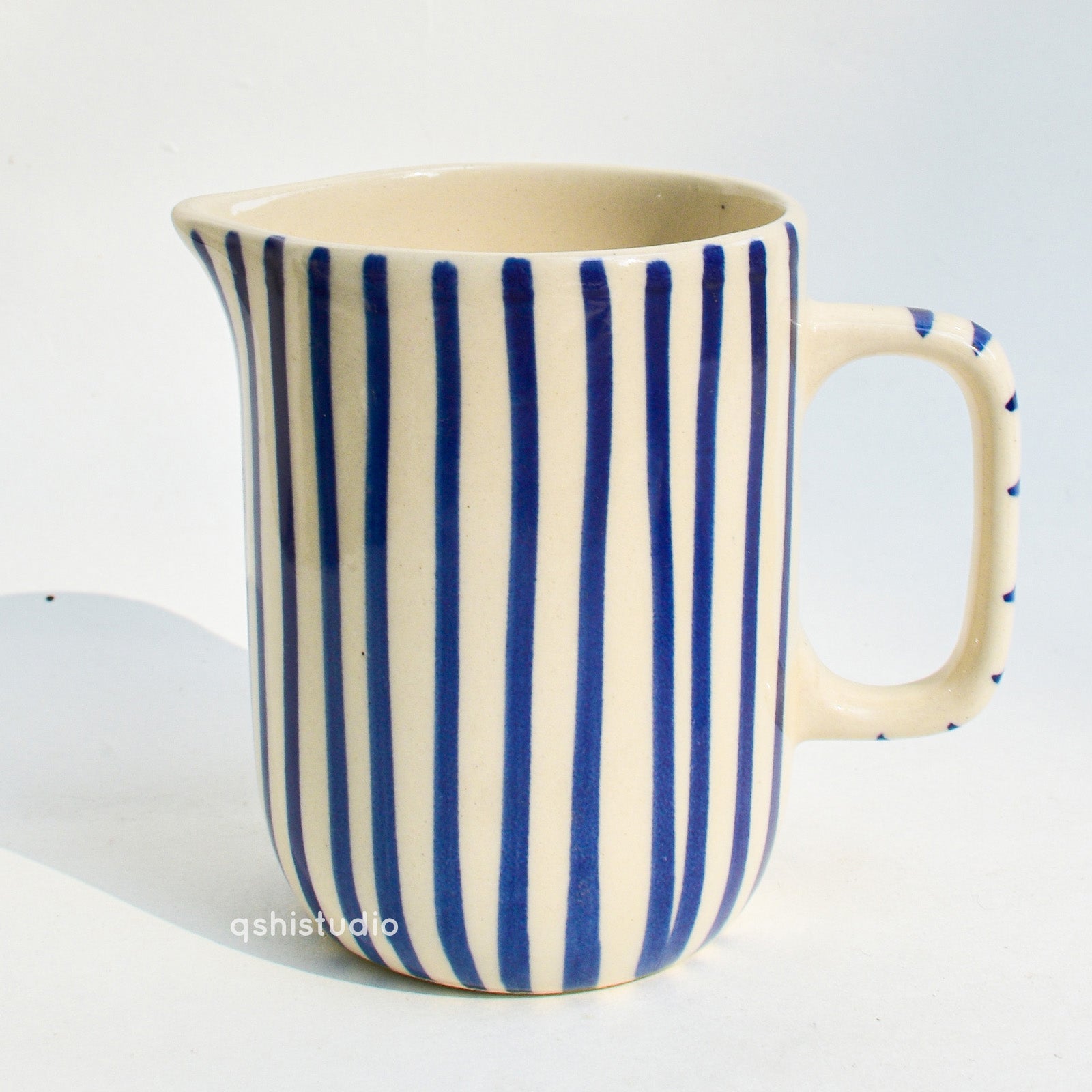 Ceramic Pitcher Jug - Blue Stripe