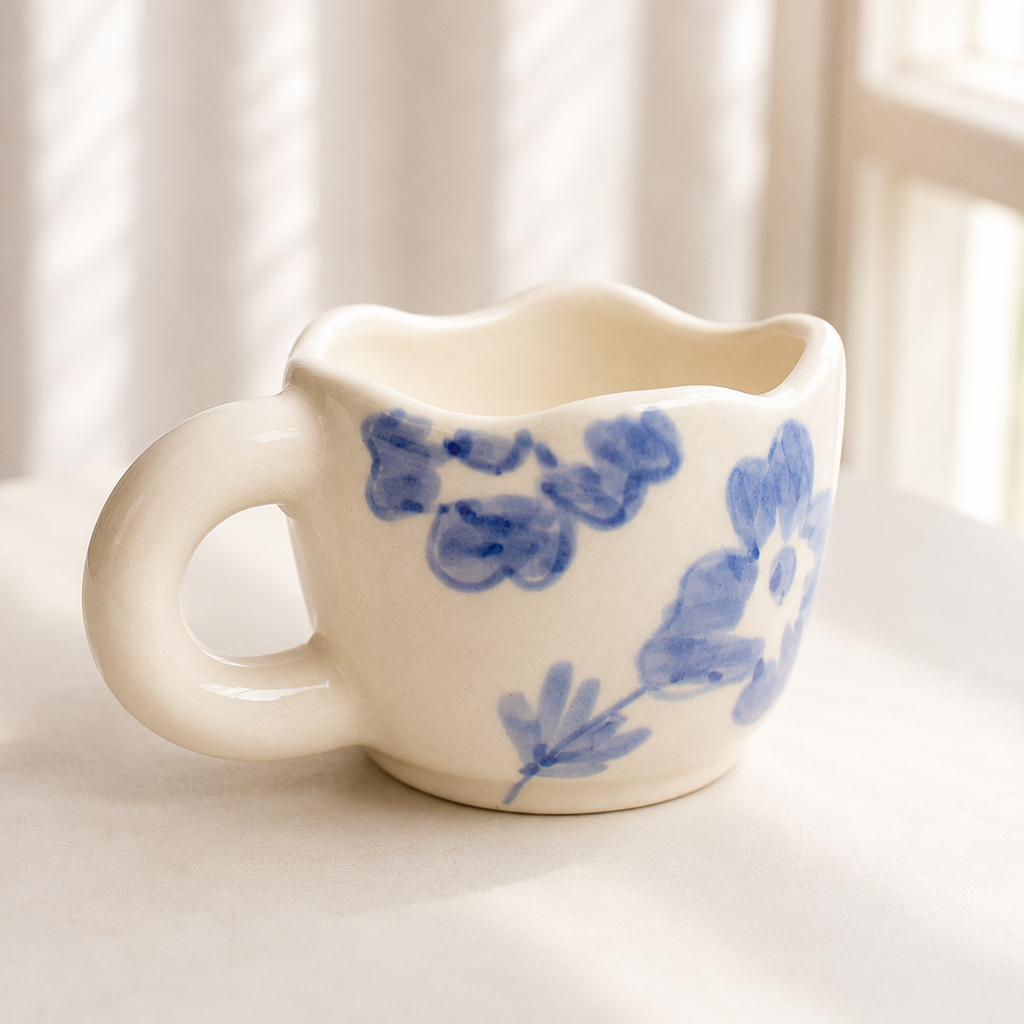 Ceramic cute mug - Blue Blossom