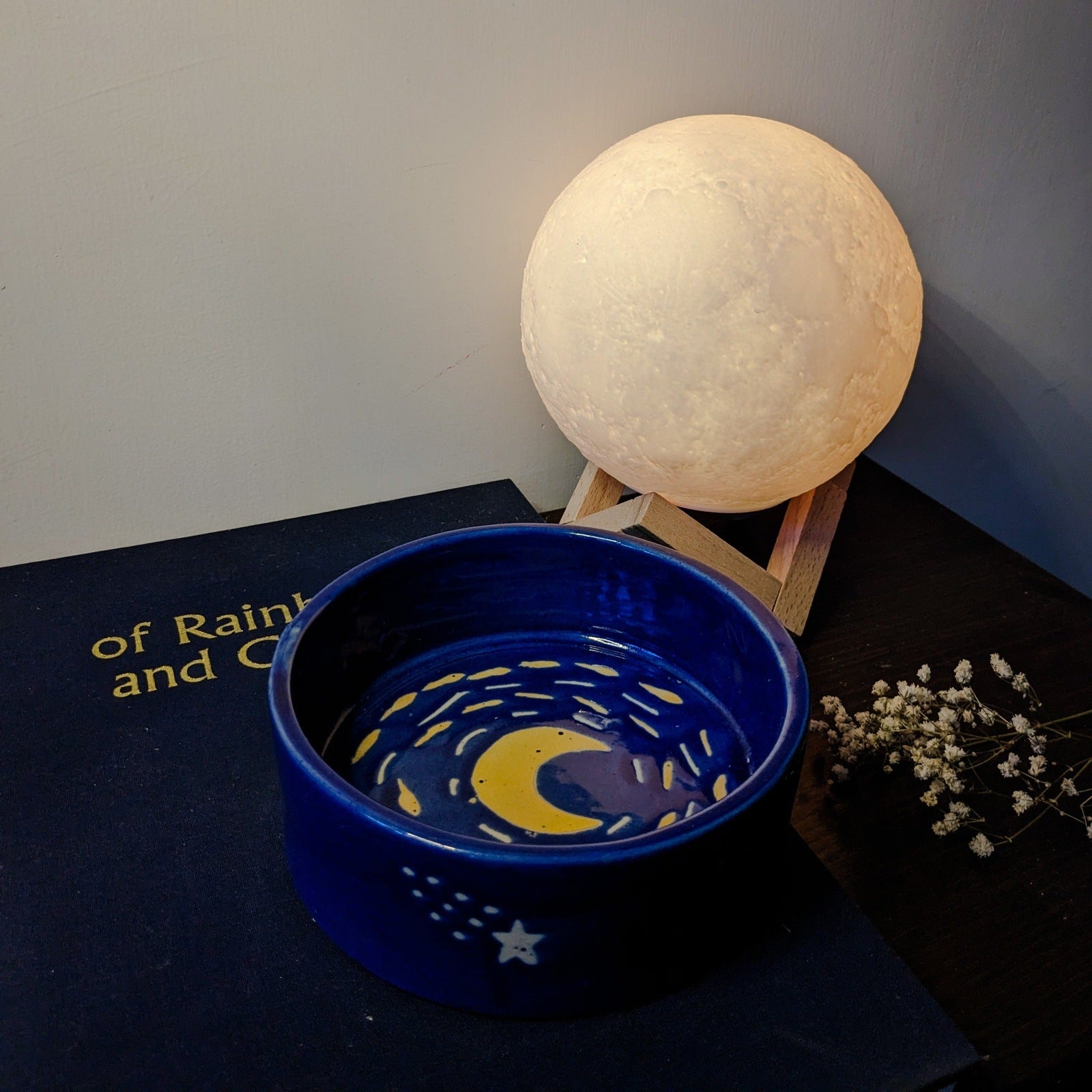 starry night ceramic breakfast bowl