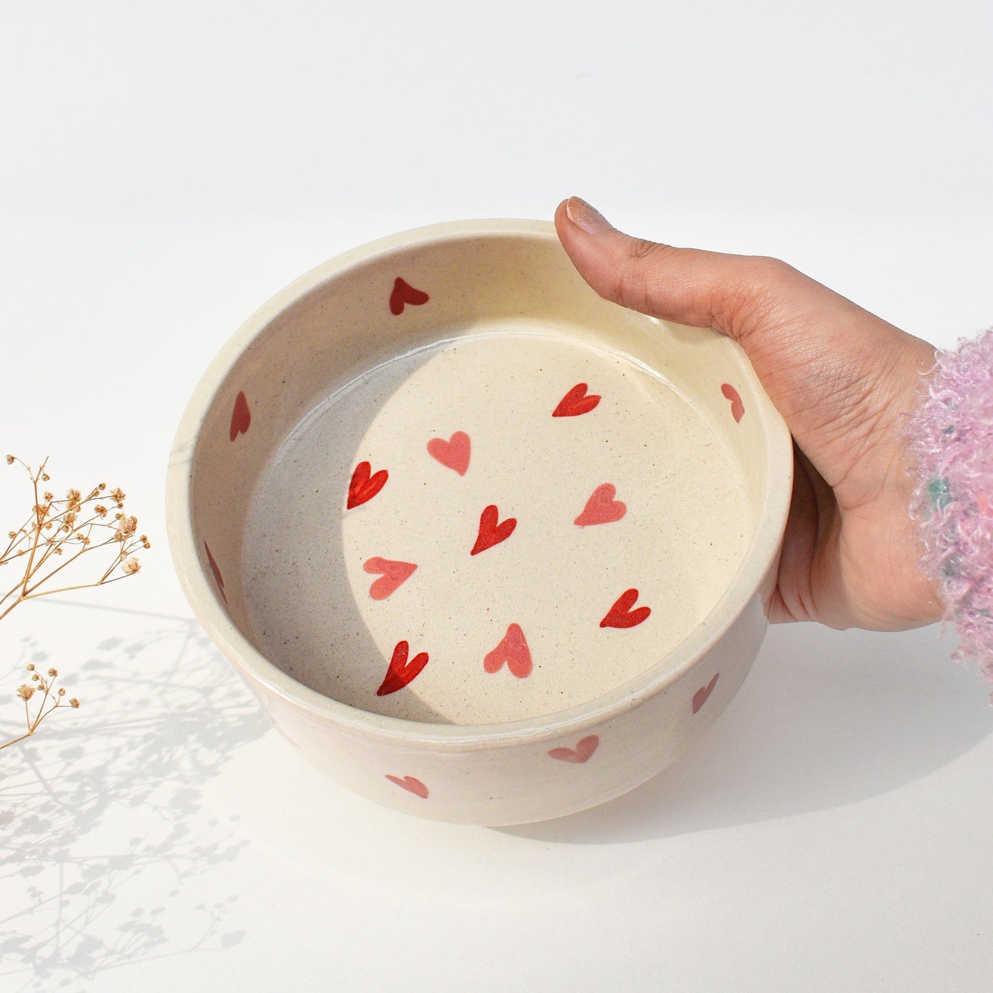 twin heart ceramic breakfast bowl