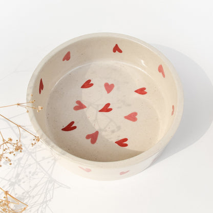 twin heart ceramic breakfast bowl