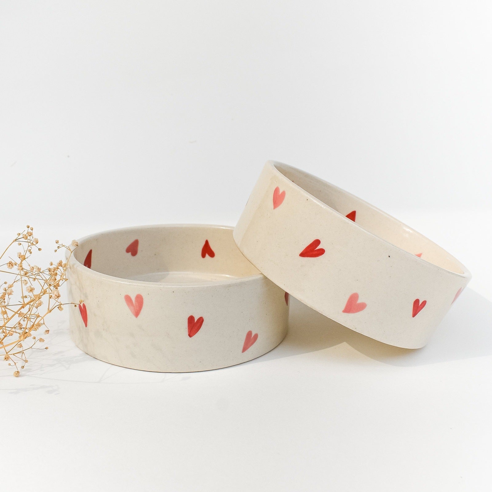 twin heart ceramic breakfast bowl