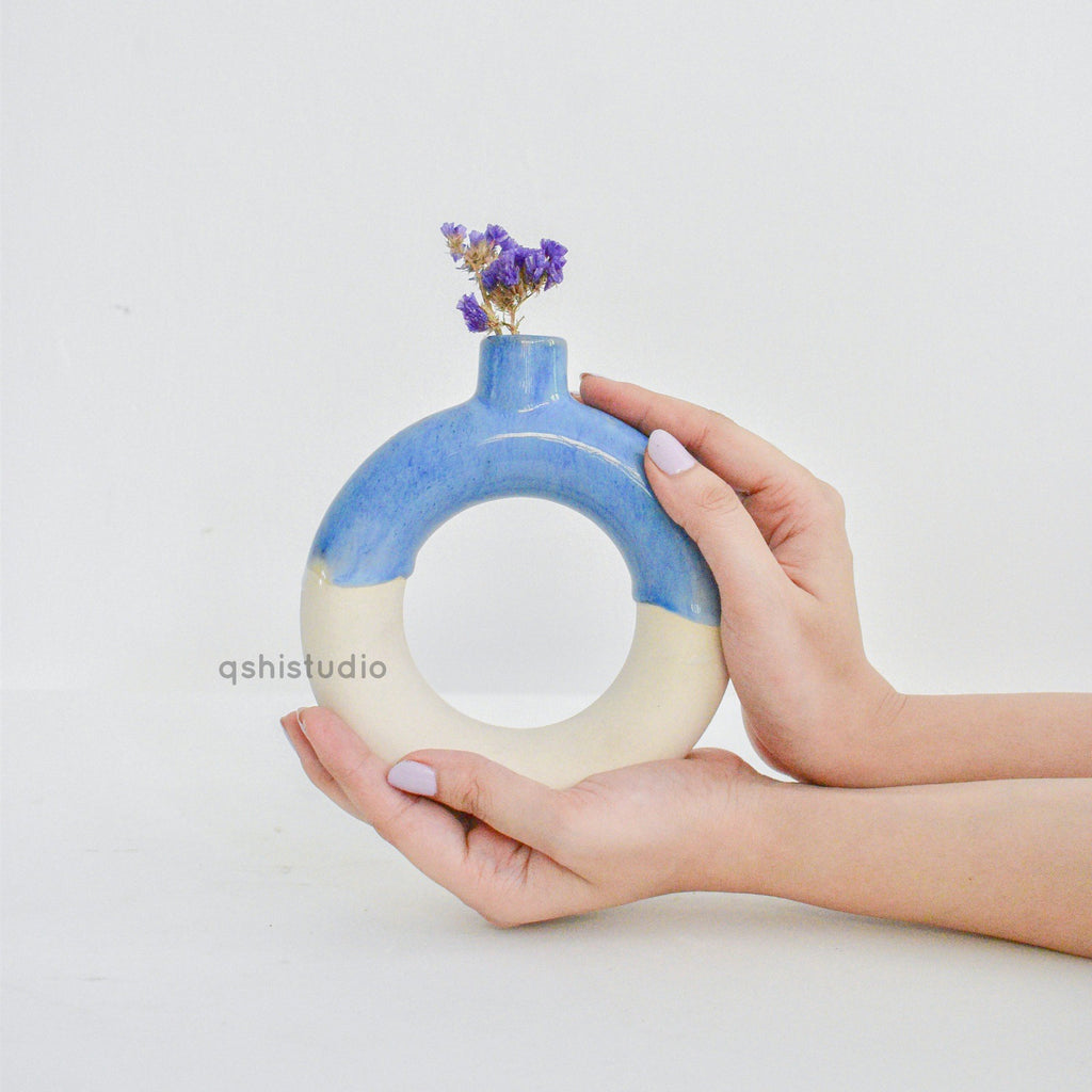 Home Decor Ceramic Donut Vase - Ocean dip
