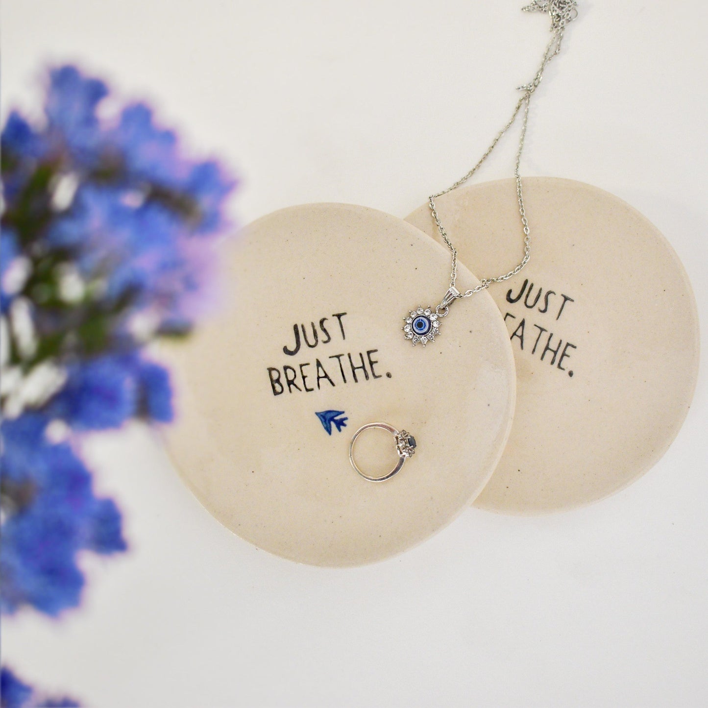 just breathe ceramic coasters set