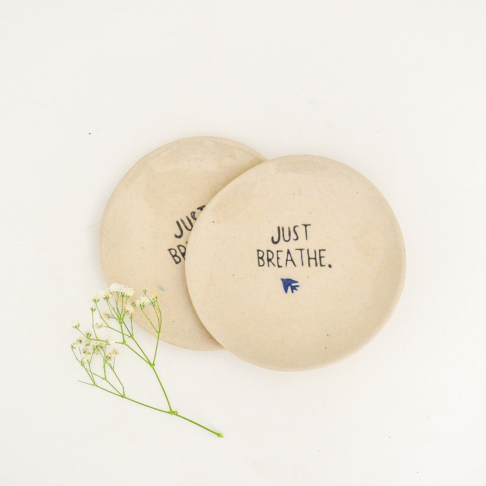 just breathe ceramic coasters set