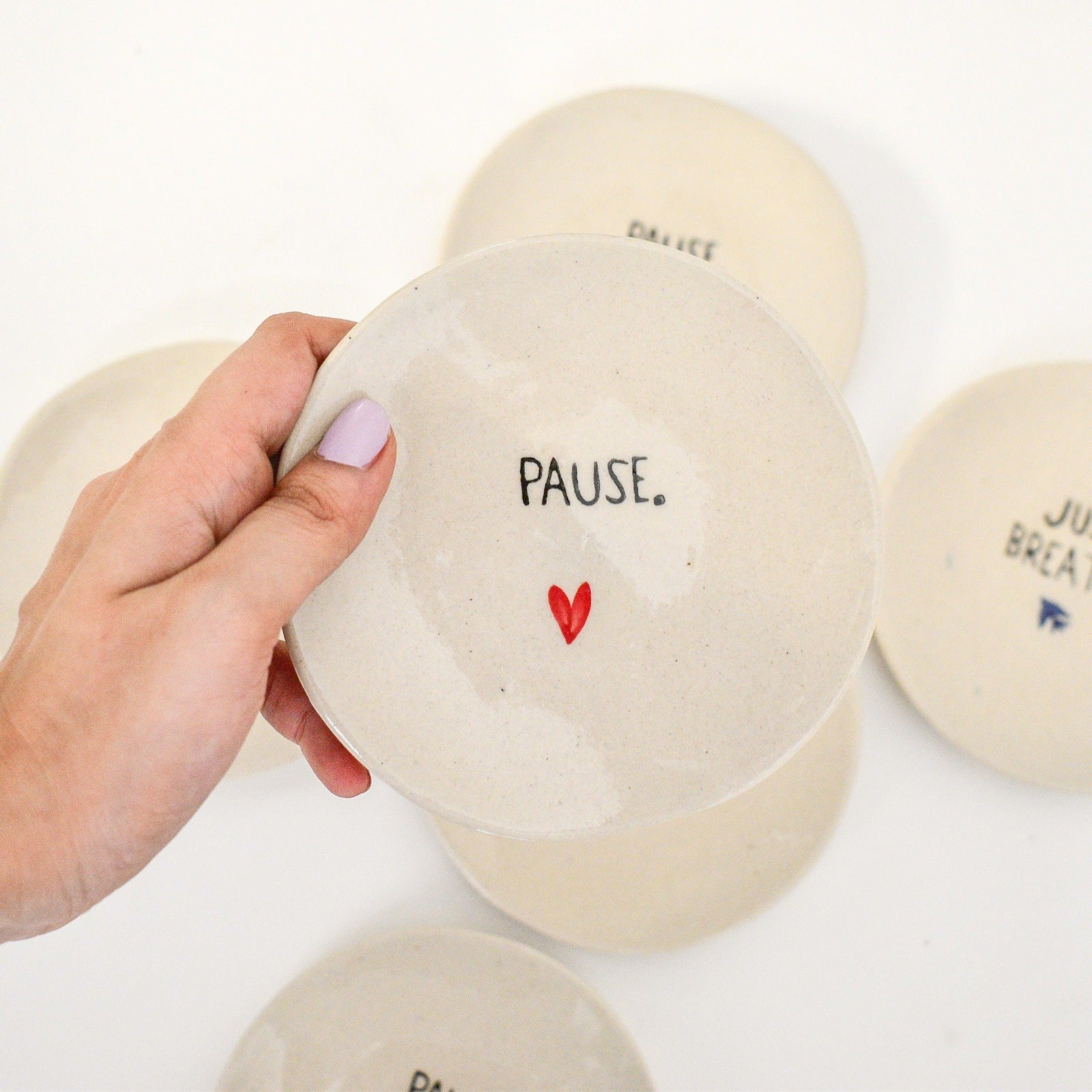 pause breathe ceramic coasters set