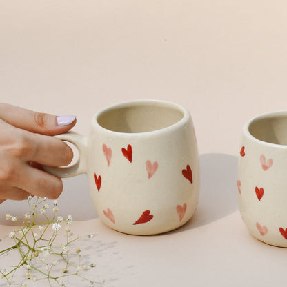 twin hearts ceramic coffee mug