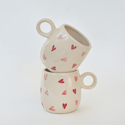 twin hearts ceramic coffee mug