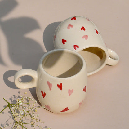 twin hearts ceramic coffee mug