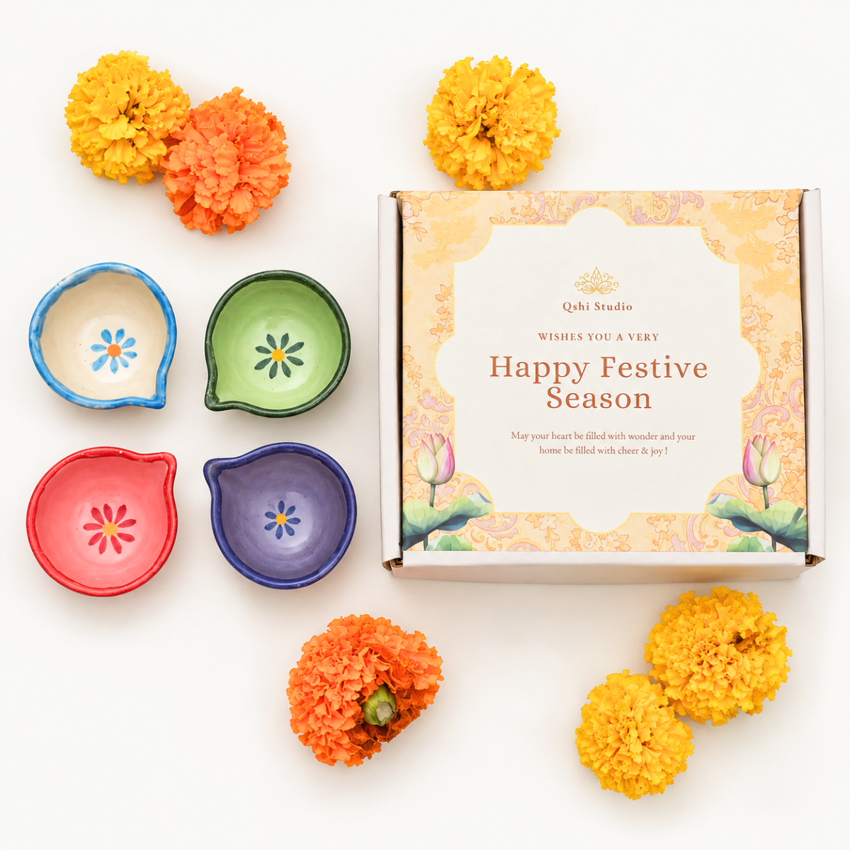 Ceramic Diyas - Flowers