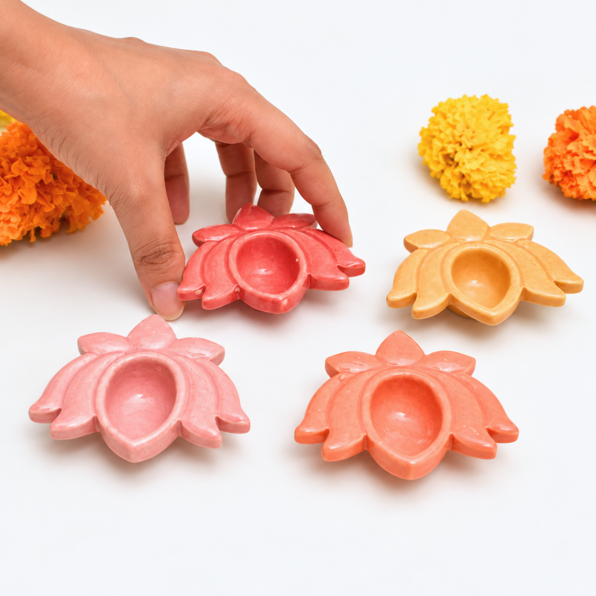 Ceramic Diyas - Lotus