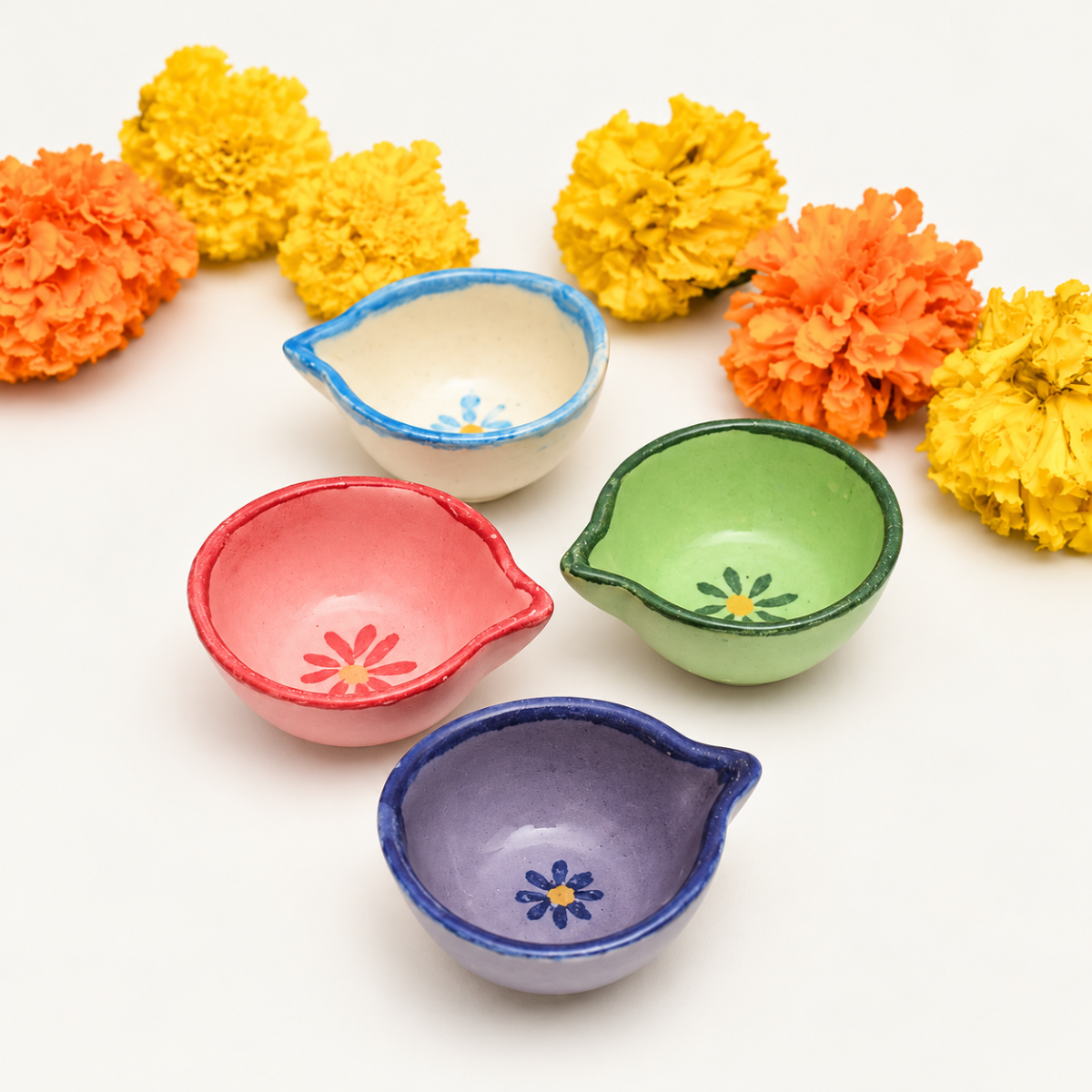 Ceramic Diyas - Flowers