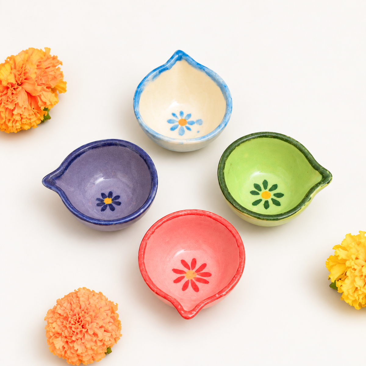 Ceramic Diyas - Flowers