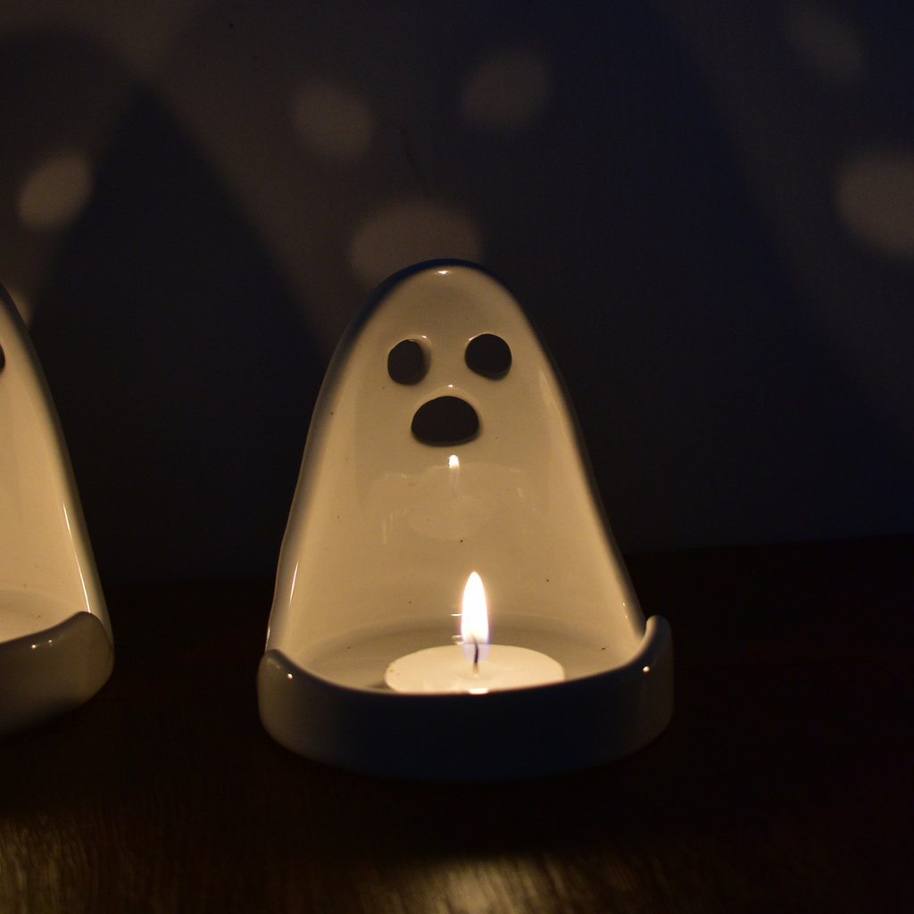 Ceramic Tealight Holder  - Ghost