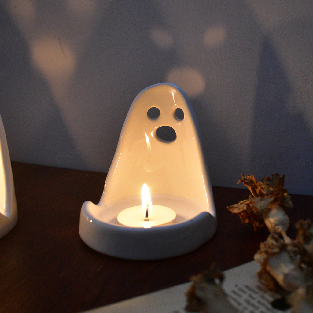 Ceramic Tealight Holder  - Ghost