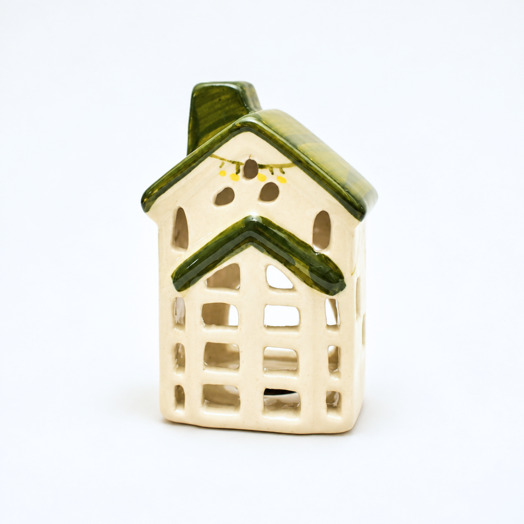 Ceramic Tealight\Dhoop light holder  - Green house