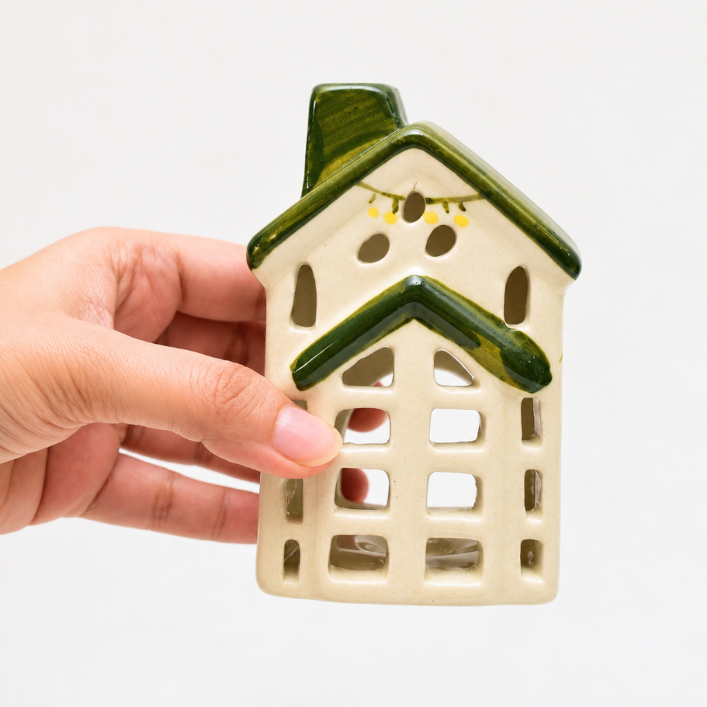 Ceramic Tealight\Dhoop light holder  - Green house