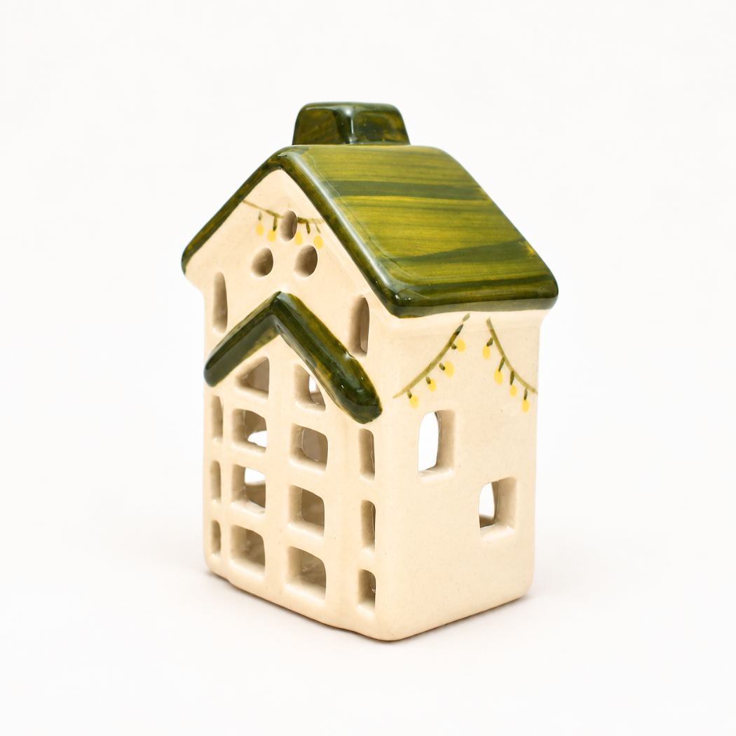 Ceramic Tealight\Dhoop light holder  - Green house