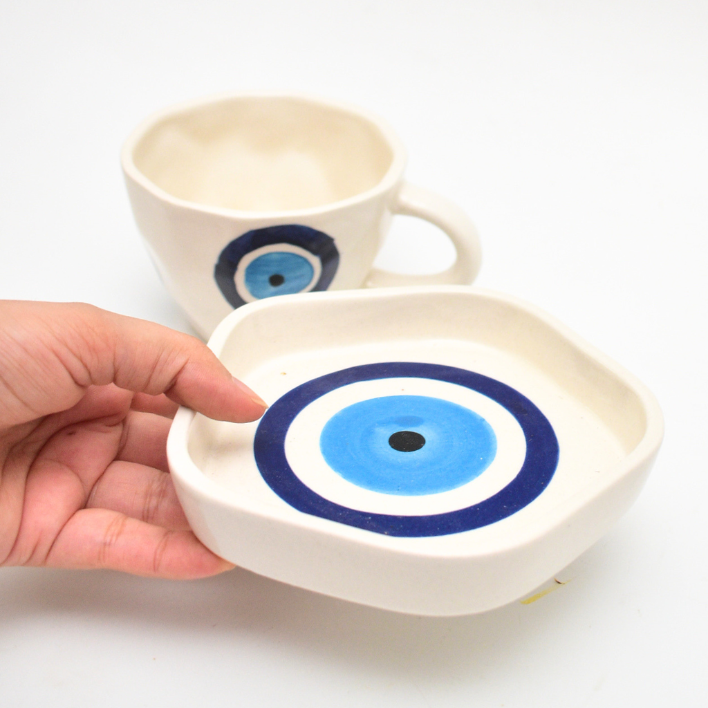 Ceramic Cup & Coaster Set - Nazar