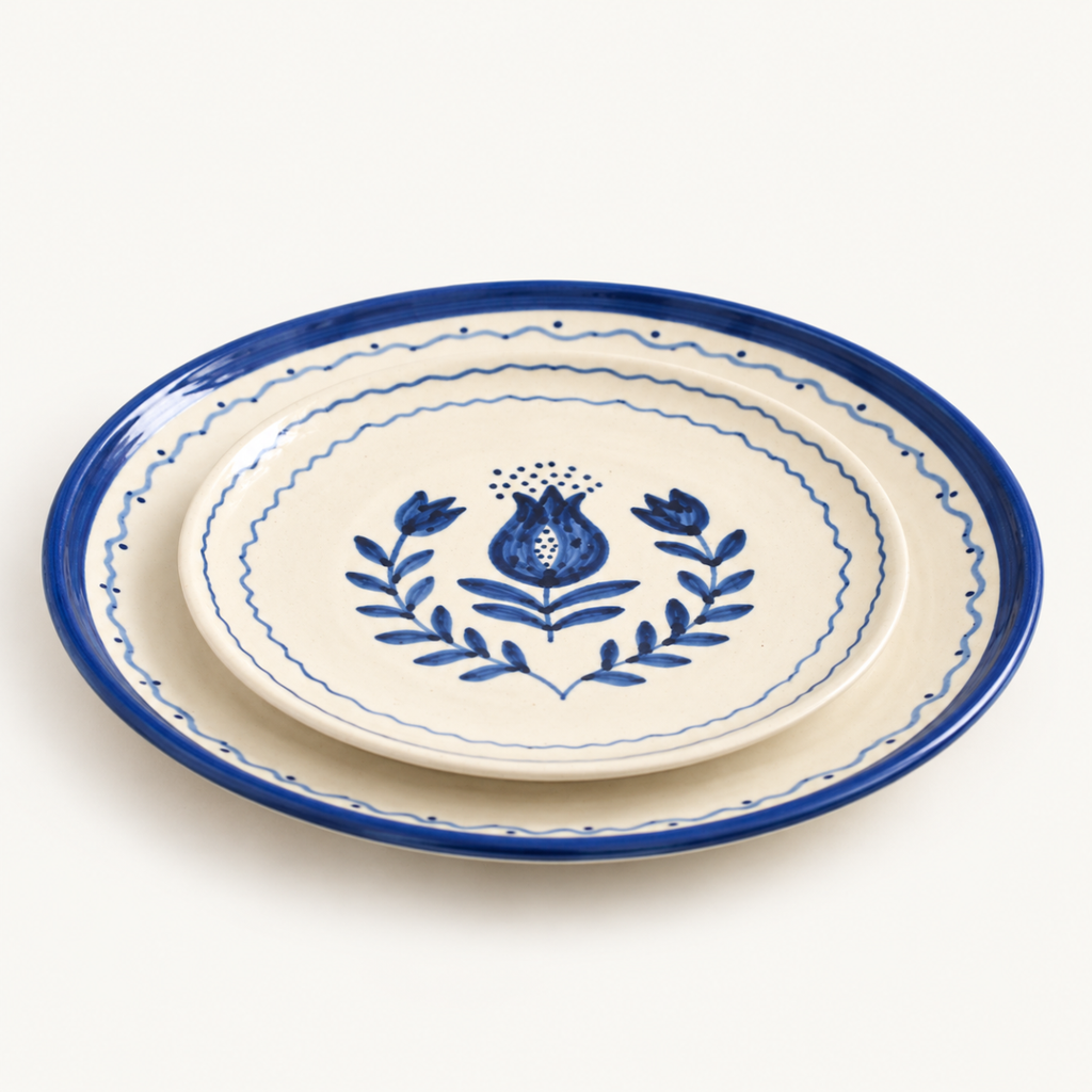 Ceramic Plate Set - Blue Anar (Set of 2)