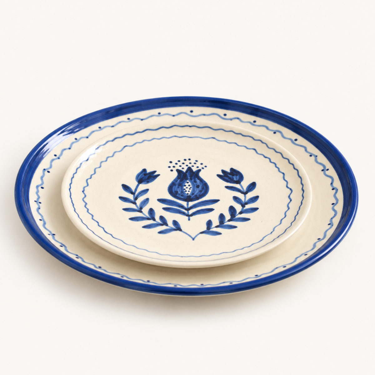 Ceramic Plate Set - Blue Anar (Set of 2)