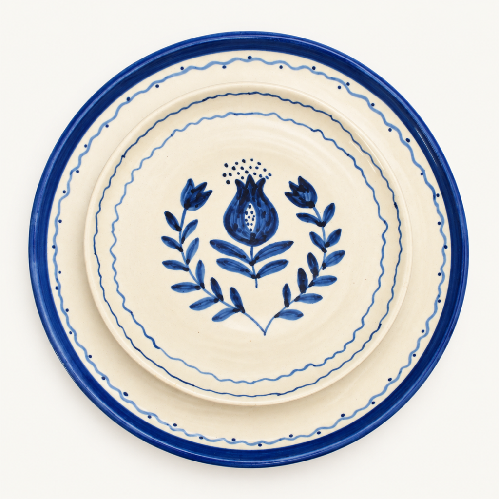 Ceramic Plate Set - Blue Anar (Set of 2)