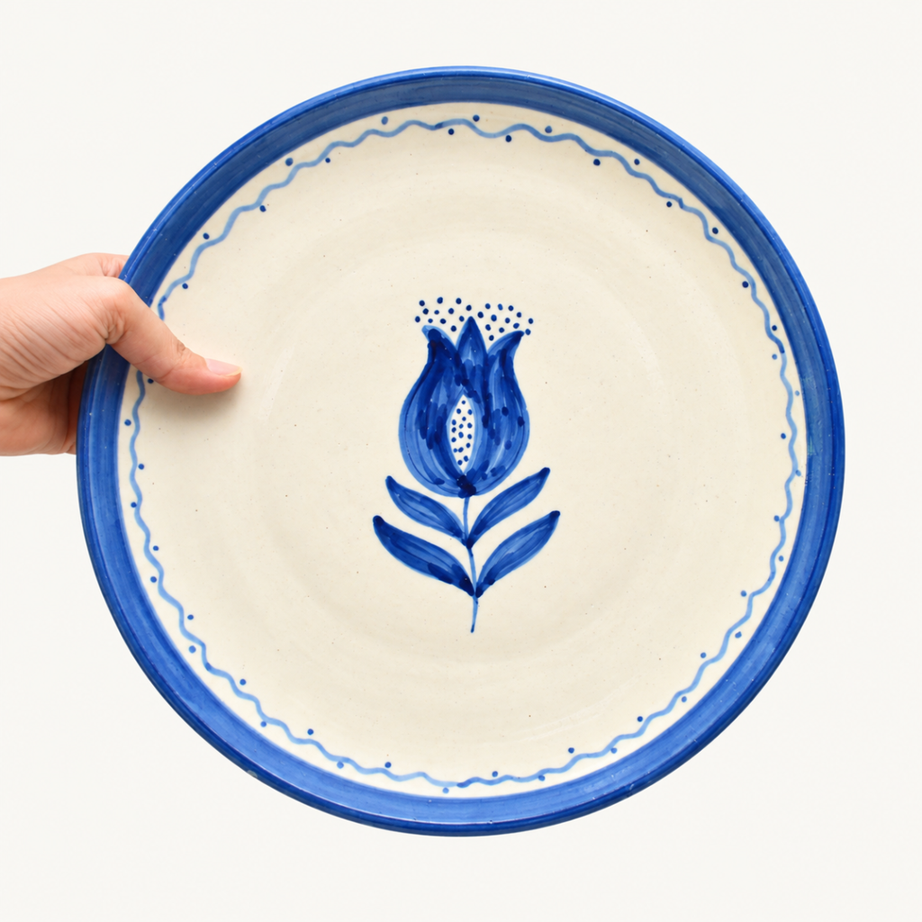 Ceramic Serving Plate - Blue Anar (10 Inches)