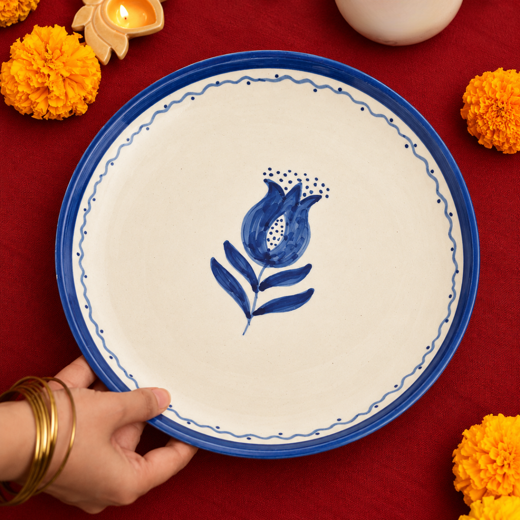 Ceramic Plate Set - Blue Anar (Set of 2)