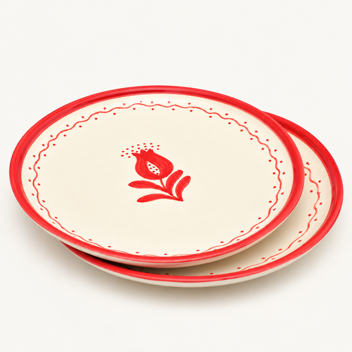 Ceramic Serving Plate - Red Anar (10 Inches)