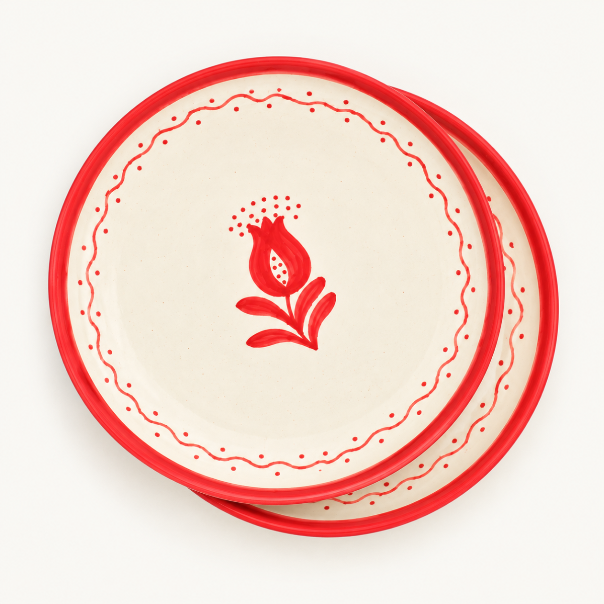 Ceramic Serving Plate - Red Anar (10 Inches)