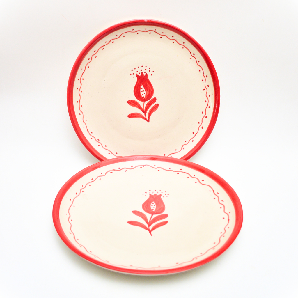 Ceramic Serving Plate - Red Anar (10 Inches)