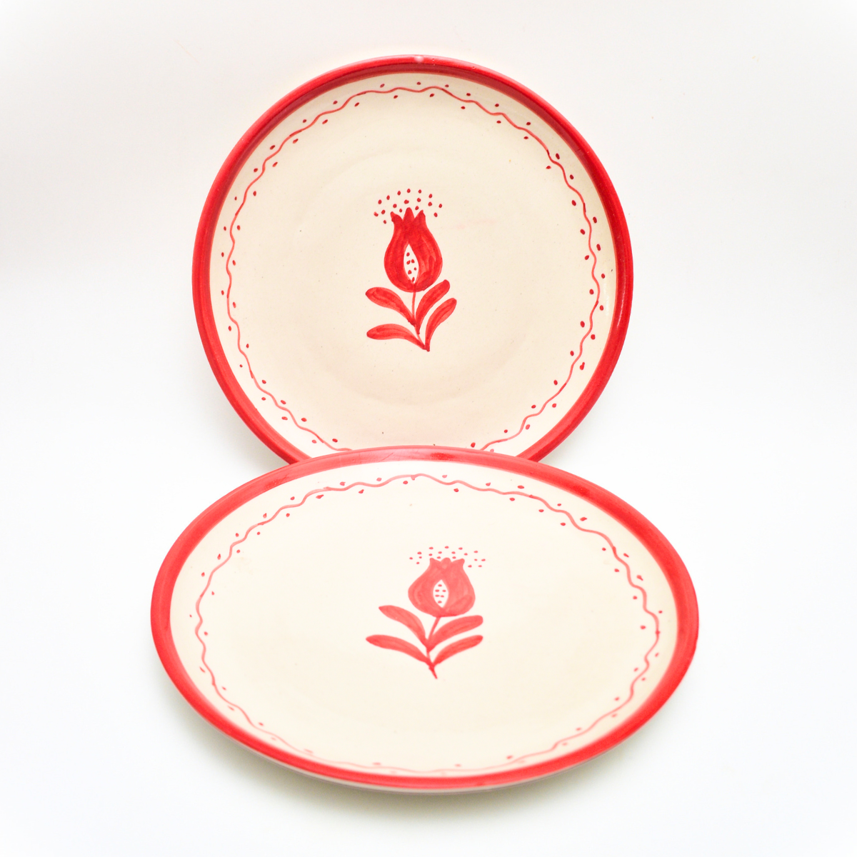 Ceramic Serving Plate - Red Anar (10 Inches)