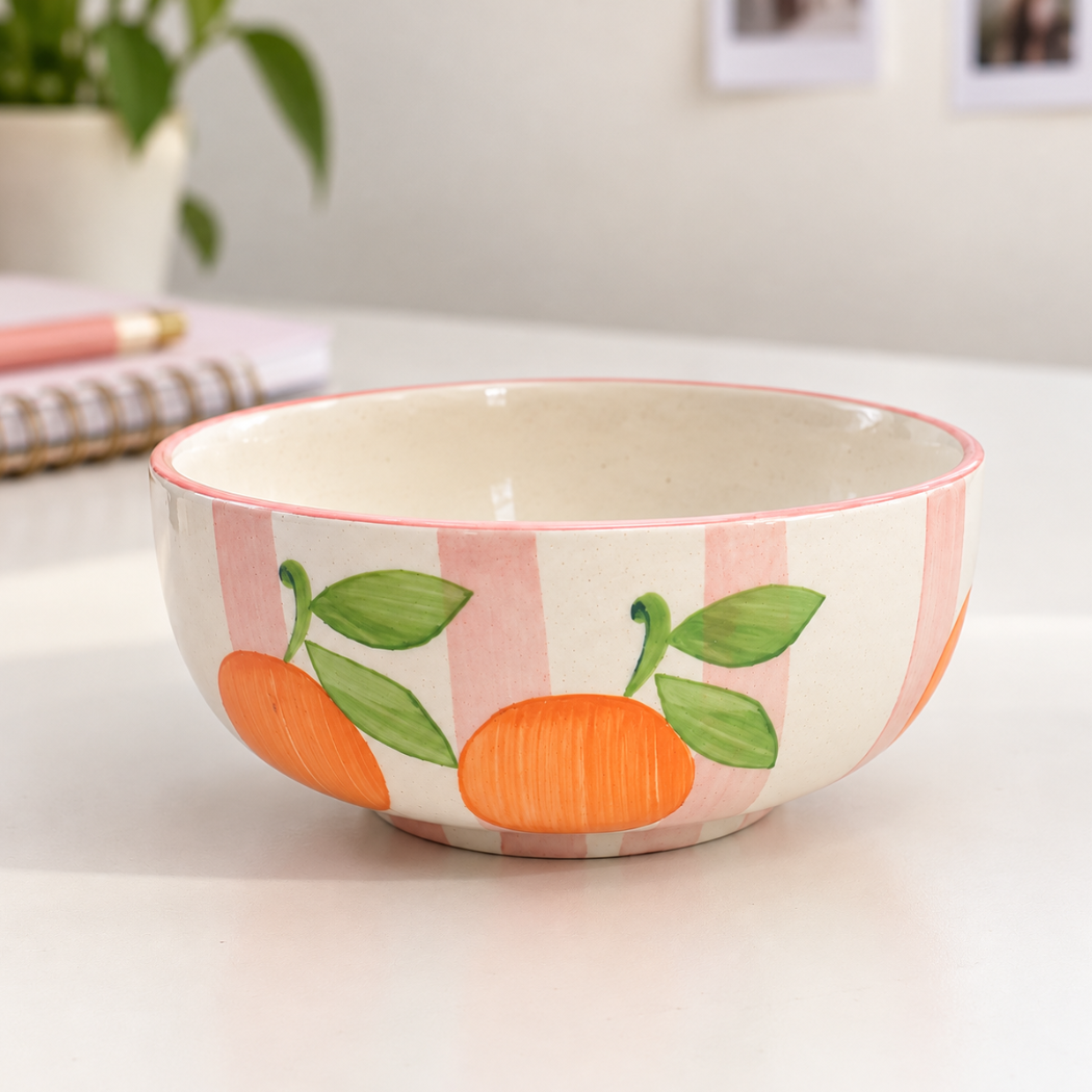 Serving Bowl - Pink Orange Stripe (5 inches)